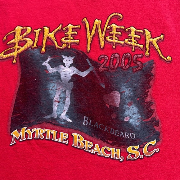 Cruising the Coast Y2K Pirate Myrtle Beach Bike Week Motorcycle Tee - Picture 4 of 9